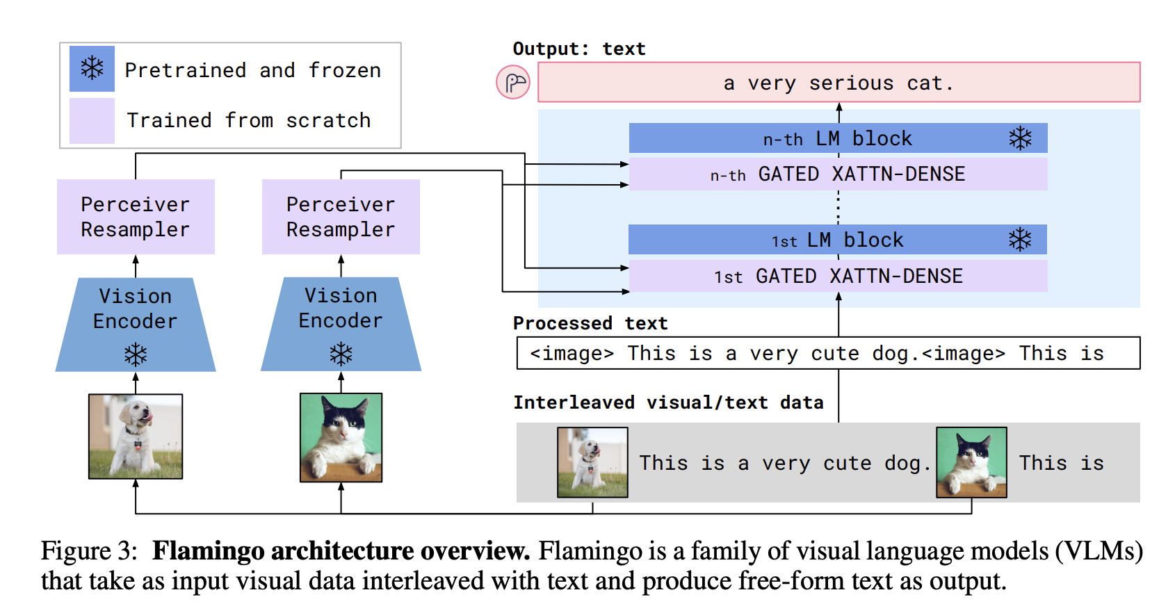 Multimodal Flamingo's architecture